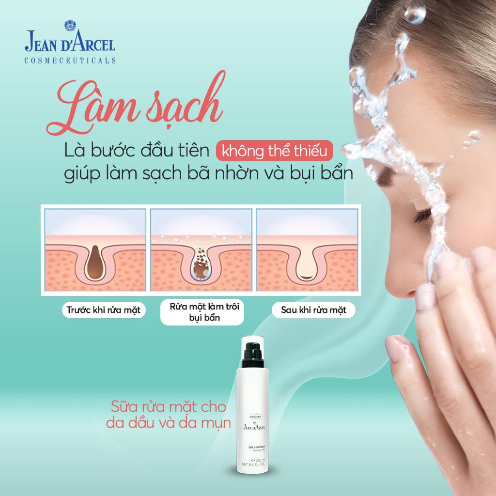 Sữa Rửa Mặt Jean D'Arcel Clearing Milk Cho Da Dầu Mụn - 150ml 250ml và 500ml