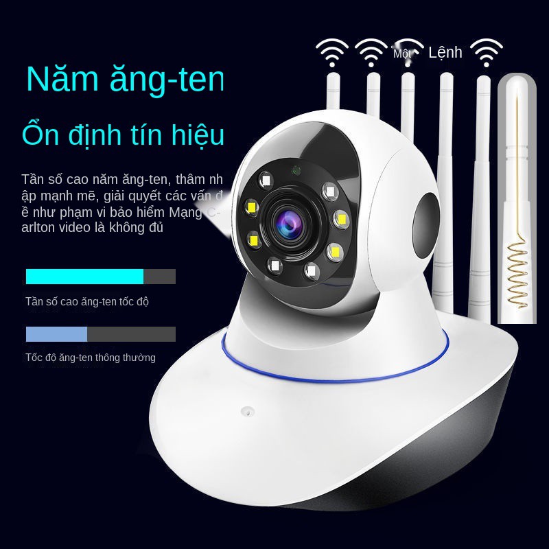 Giám sát mạng 5GWiFi không dây thông minh Máy ảnh và điện thoại di động từ xa xoay 360 độ tại nhà tầm nhìn ban đ