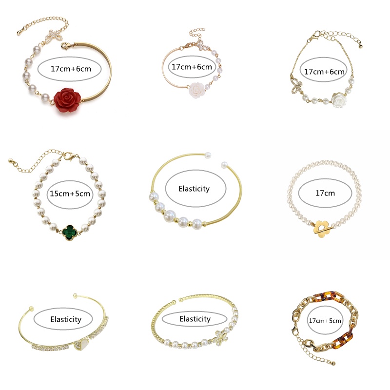 Vòng Đeo Tay Họa Tiết Bướm Và Hoa Đính Ngọc Trai Thời Trang