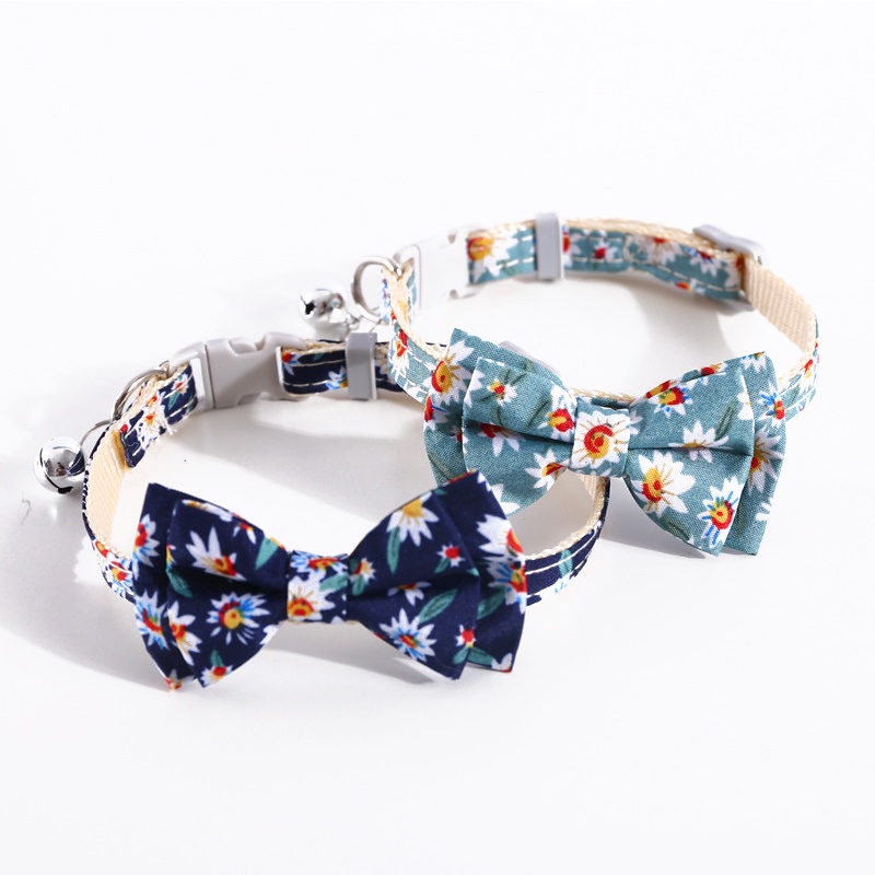 &lt;cutepethome&gt;Nơ Đeo Cổ Bằng Vải Cotton In Họa Tiết Hoa Hướng Dương Dễ Thương Cho Thú Cưng
