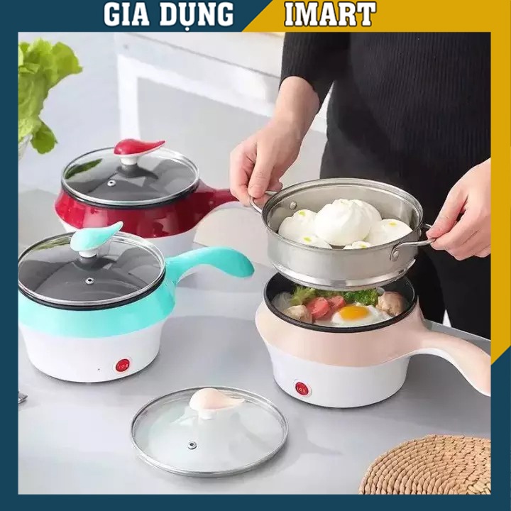 Nồi Lẩu Điện 🍀FREESHIP️🍀 Nồi Lẩu Mini Chống Dính Hai Tầng Đa Năng Tặng Kèm Khay Hấp - GD117