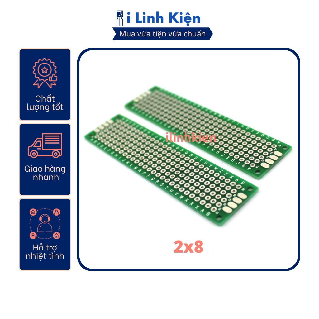 PCB lỗ 2x8cm phíp thủy tinh FR4 2 mặt
