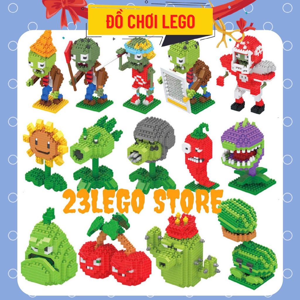 Bộ đồ chơi xếp hình nhân vật Plant vs Zombie dễ thương , Bộ đồ chơi lắp ráp trò chơi PvZ