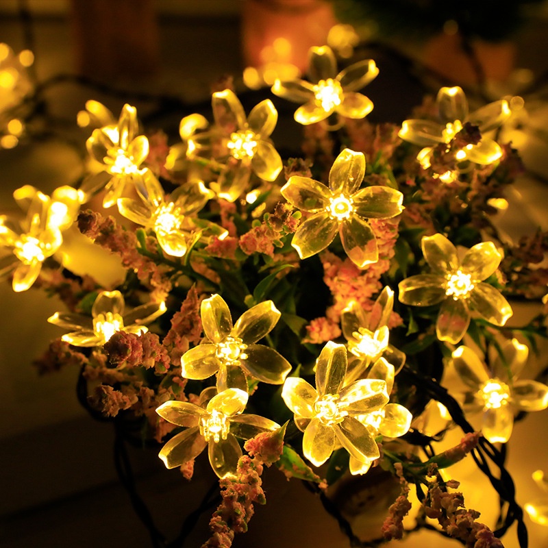 Dây Đèn LED Trang Trí Hình Hoa Anh Đào Xinh Lung Linh 5M Và 20 Đèn - Năng Lượng Mặt Trời Chống Thấm Nước Trang Trí Sân Vườn Nitrogen071