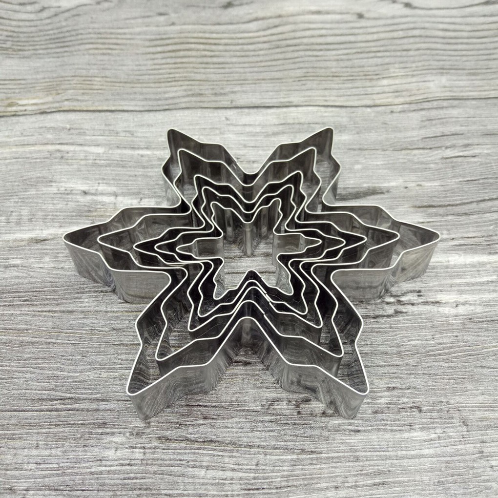 Bộ 5 khuôn trang trí bánh hình bông tuyết bằng inox cao cấp