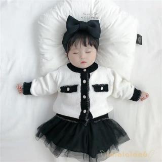 ◕ω◕2pcs Baby Girl Long Sleeve Patchwork Lace Dress + Button Down Shirts