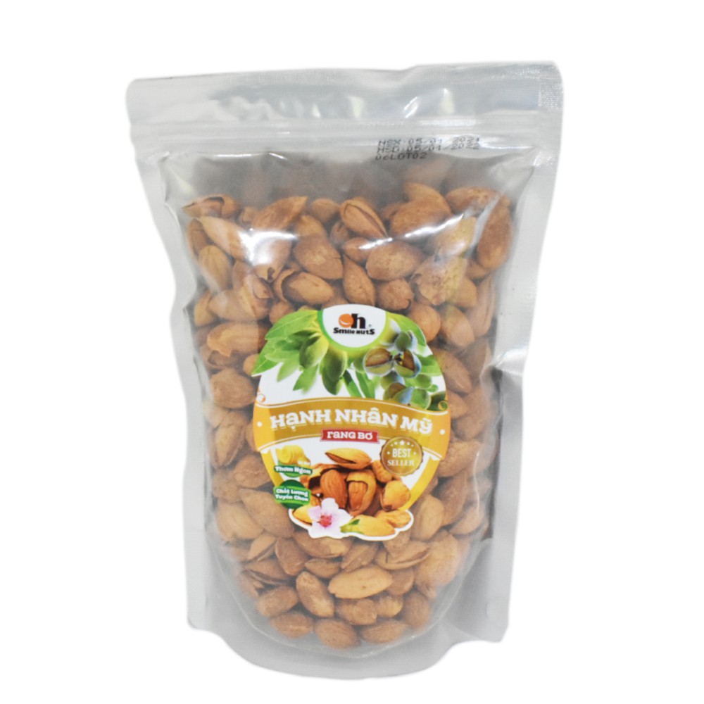 Hạnh Nhân Mỹ Còn Vỏ Rang Bơ Oh SmileNuts Túi 500g