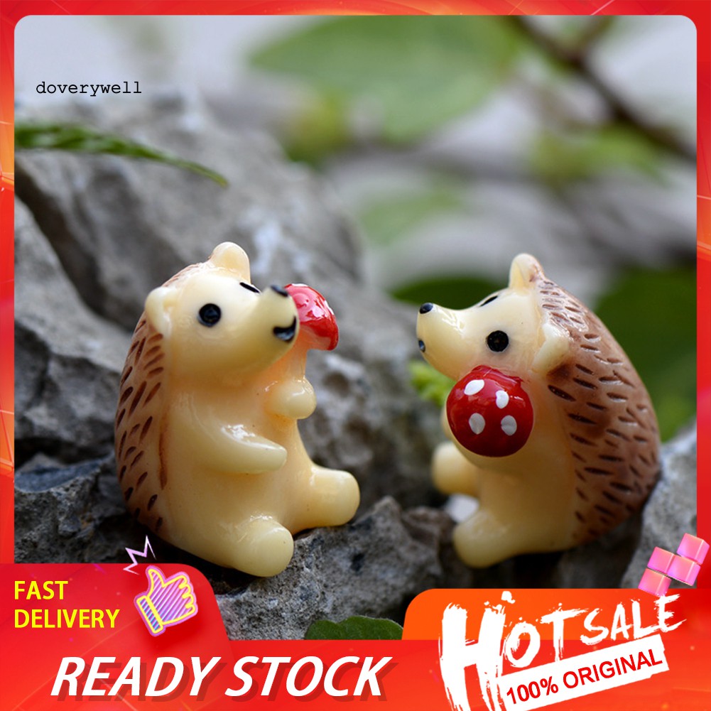 2 Chú nhím mini bằng nhựa resin dùng để trang trí tiểu cảnh