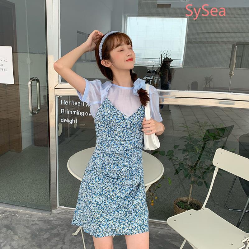 Set đồ hai mảnh áo chiffon + đầm hoa hai dây | BigBuy360 - bigbuy360.vn
