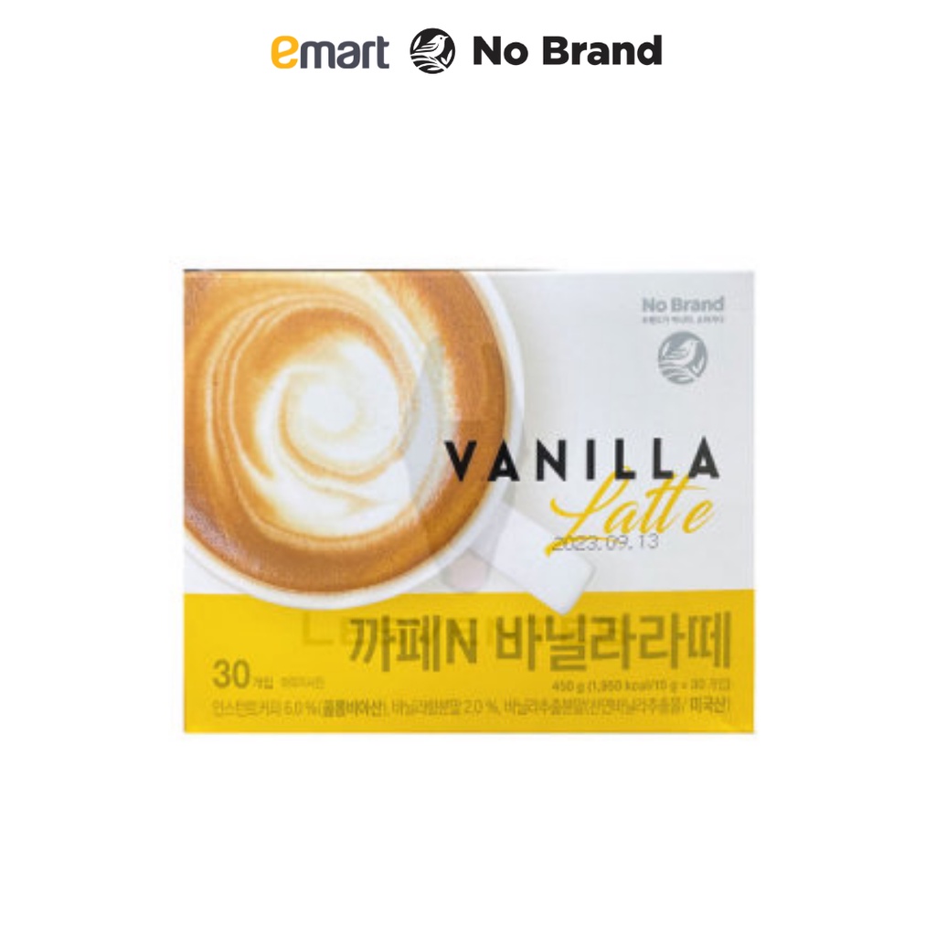 Hộp 30 Gói Cà Phê Hoà Tan Latte Coffee Vanilla No Brand 15g - Emart VN