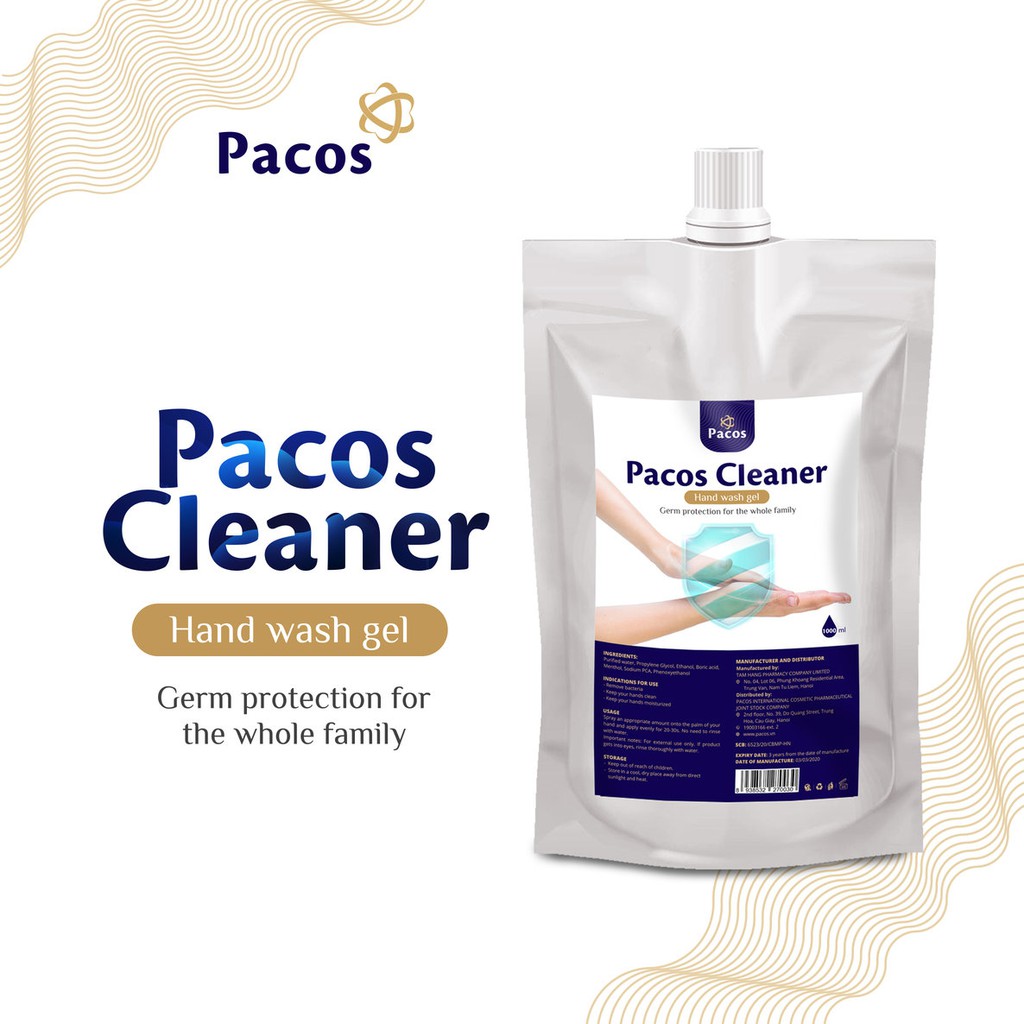 Nước rửa tay PACOS CLEANER dưỡng ẩm da tay bảo vệ gia đình khỏi vi khuẩn | BigBuy360 - bigbuy360.vn