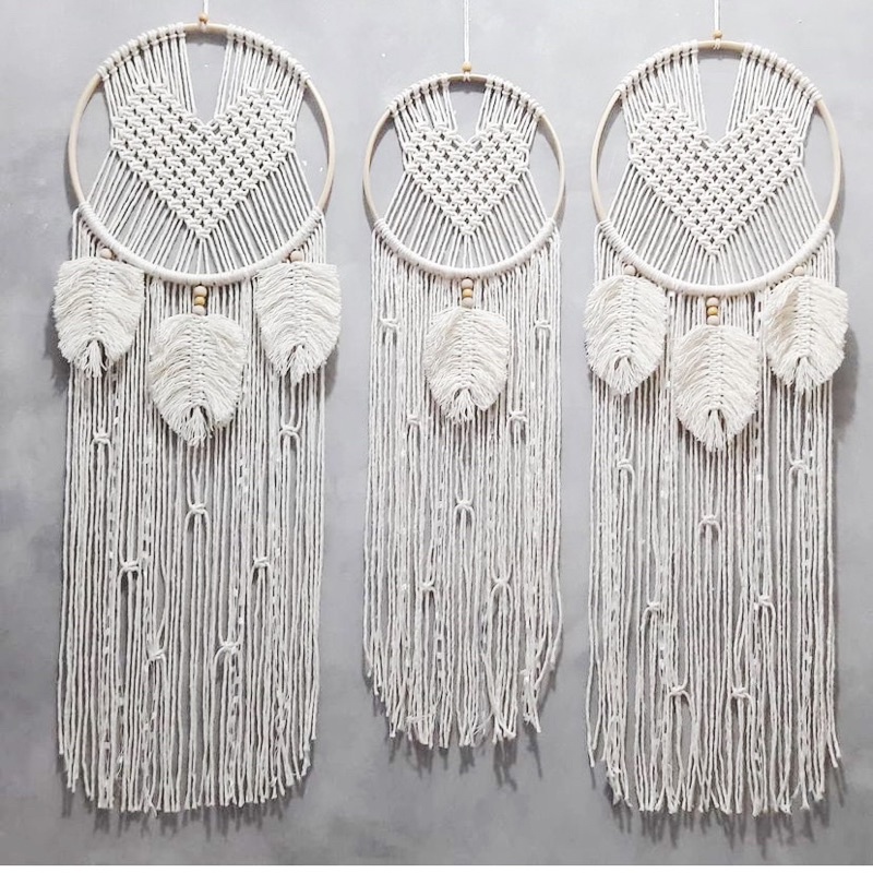 Vòng dreamcatcher macrame họa tiết trái tim - Treo tường, trang trí nhà cửa, decor phòng ngủ