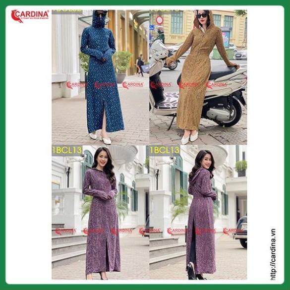 Áo Khoác nắng, Áo Chống Nắng Nữ CARDINA Chất Lanh Nhung 2 Lớp Dáng Dài Liền Thân Cao Cấp, làm mát. chống tia UV