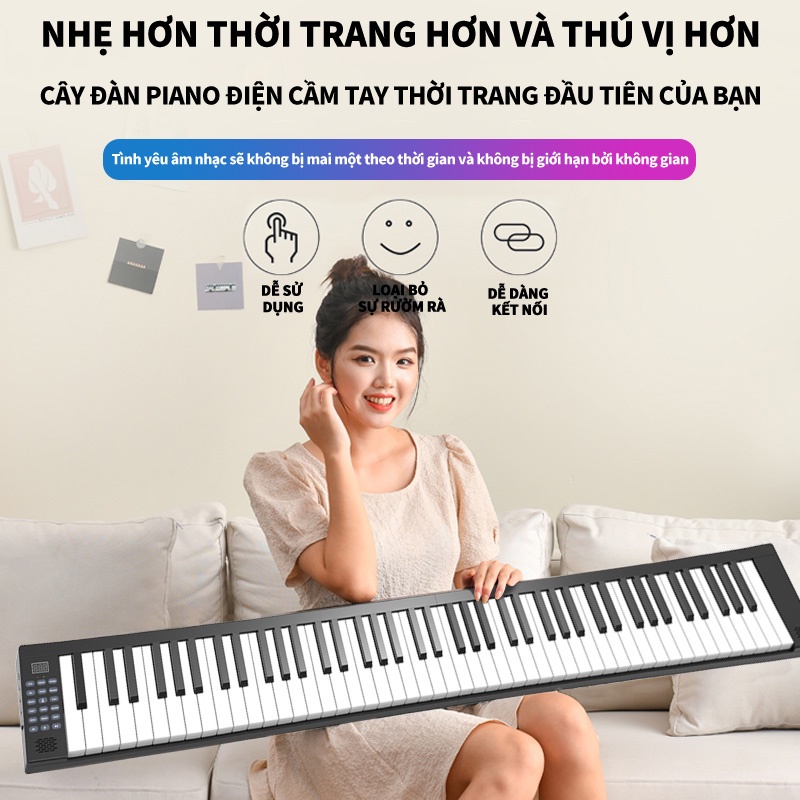 MUS03 Đàn piano điện tử 88 phím gấp, với âm thanh sống động, độ vang tốt, bàn phím nhạy và dễ sử dụng  shopbenbo