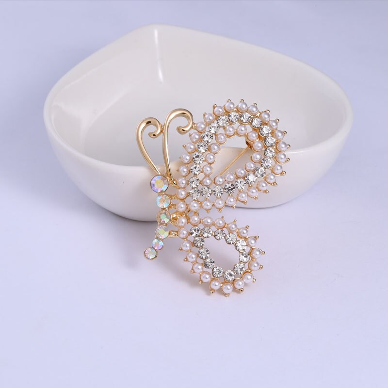 Ghim Cài Áo Hình Bướm Đính Ngọc Trai Nhân Tạo Thời Trang Cho Nữ