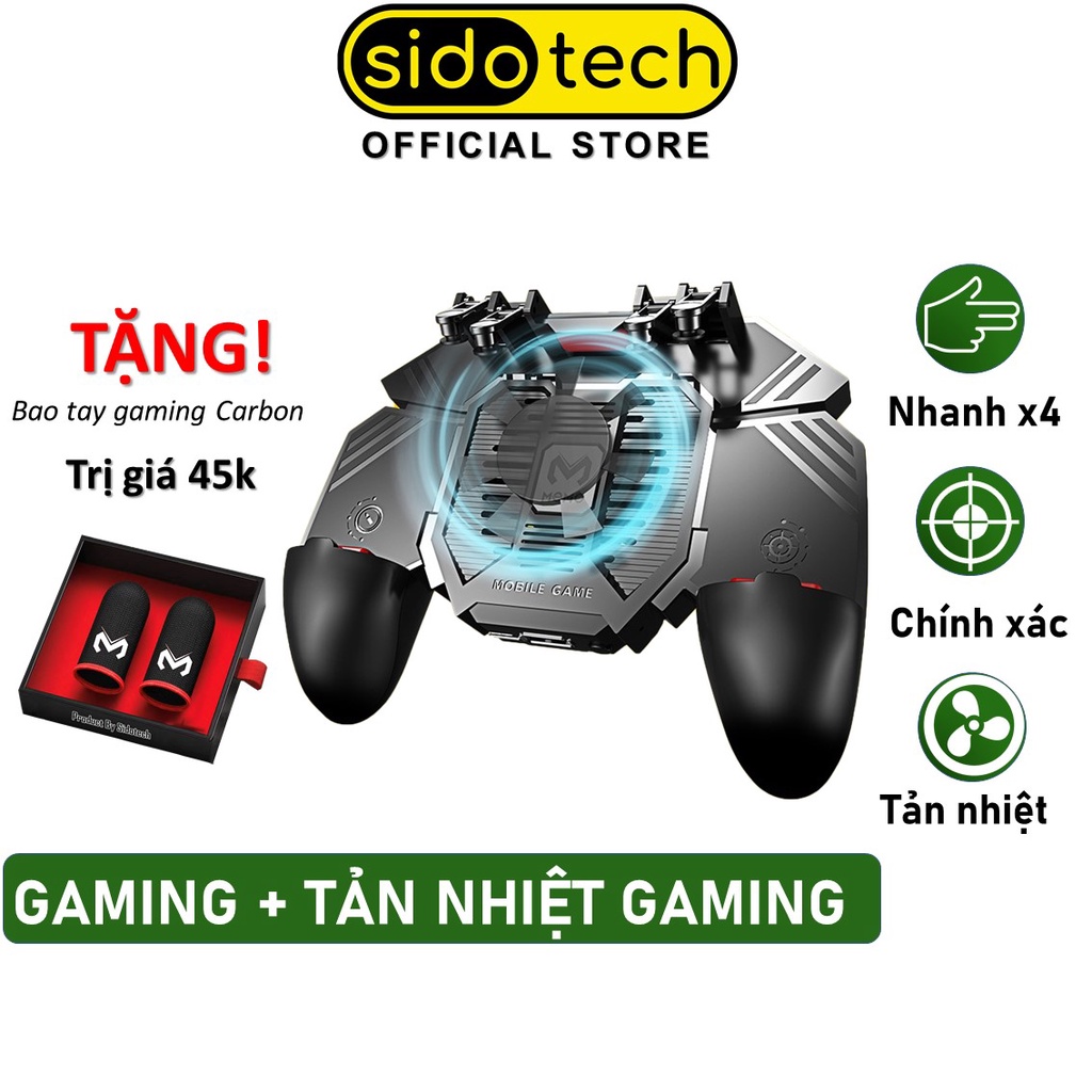 Tay cầm chơi game điện thoại SIDOTECH AK77 có quạt tản nhiệt bắn PUBG / FREE FIRE / ROS 3 phiên bản USB/1200mAh