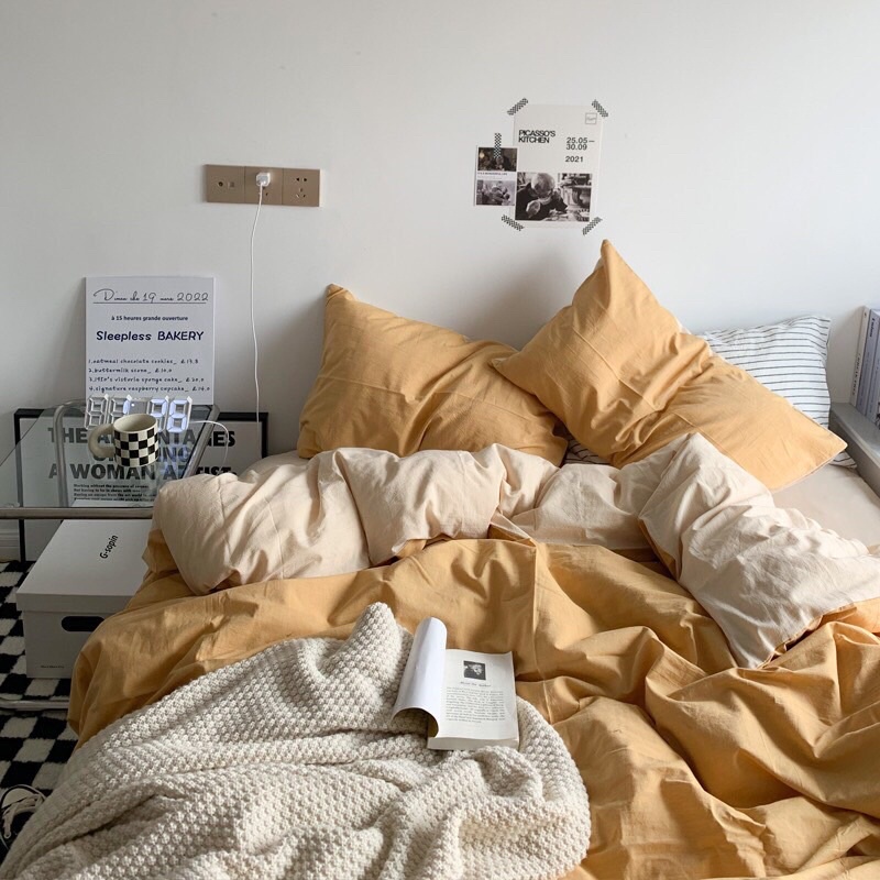 COTTON TICI| BỘ GA GỐI BỐN MÓN CHẤT LIỆU COTTON TICI MIX MÀU BASIC 2022 RẤT DỄ SỬ DỤNG