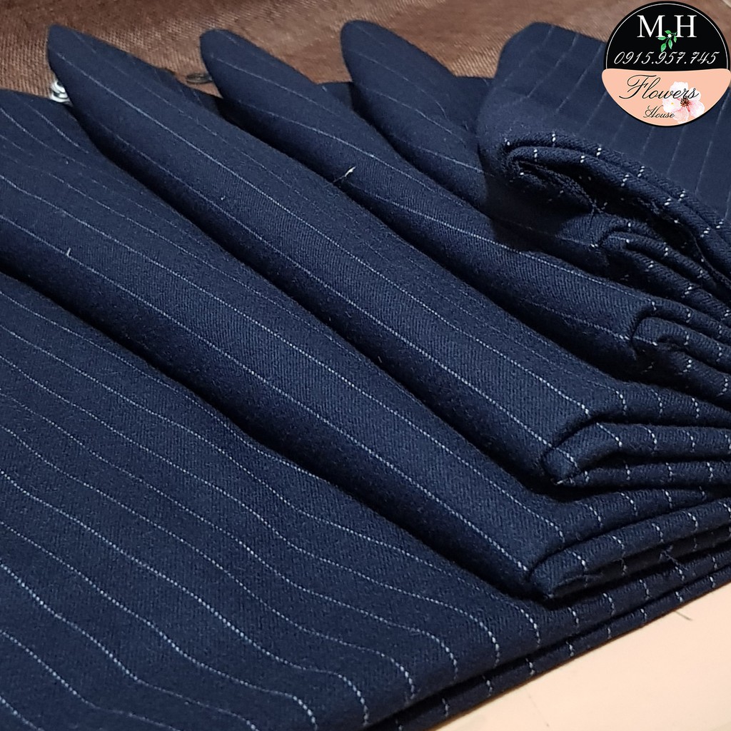 Vải công sở xanh tím than chất dày mềm mịn 100x150cm, Maihoaflower