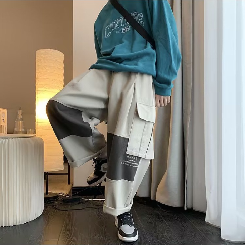Quần Dài Dáng Rộng Phối Túi Lớn Thoải Mái Phong Cách Hip Hop Nhật Bản Cho Nam size M-3XL
