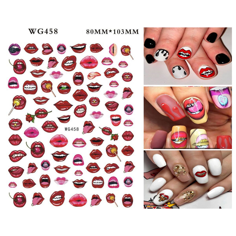 [Hàng mới về] Nhãn dán trang trí móng tay in hình đôi môi 3D bắt mắt DIY