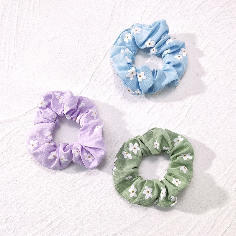 Dây buộc tóc Scrunchies hoa cúc nhiều màu cho nữ