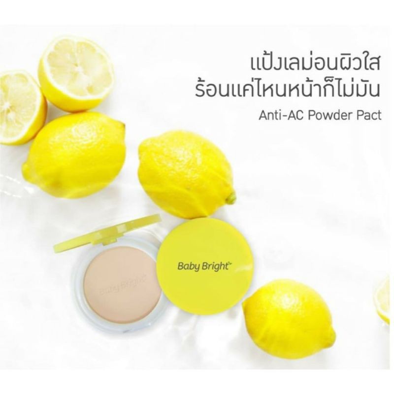 Phấn phủ dạng nén chiết xuất từ chanh và dầu cây trà Baby Bright Anti-AC Powder Pact 6g Thái Lan