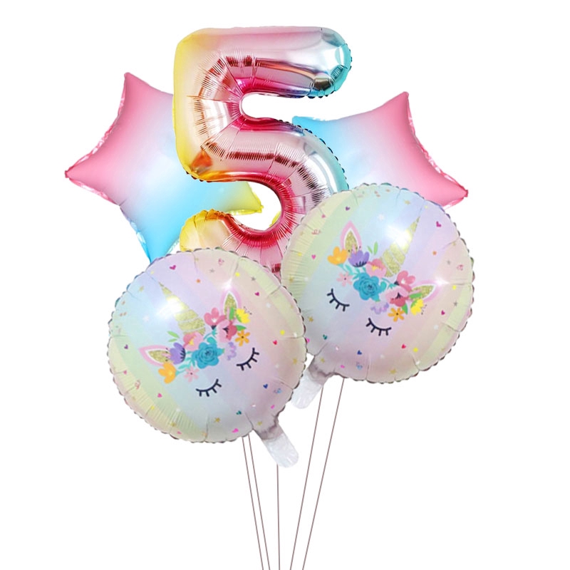 Bộ 5 bong bóng trang trí sinh nhật 7 màu cầu vồng cho trẻ