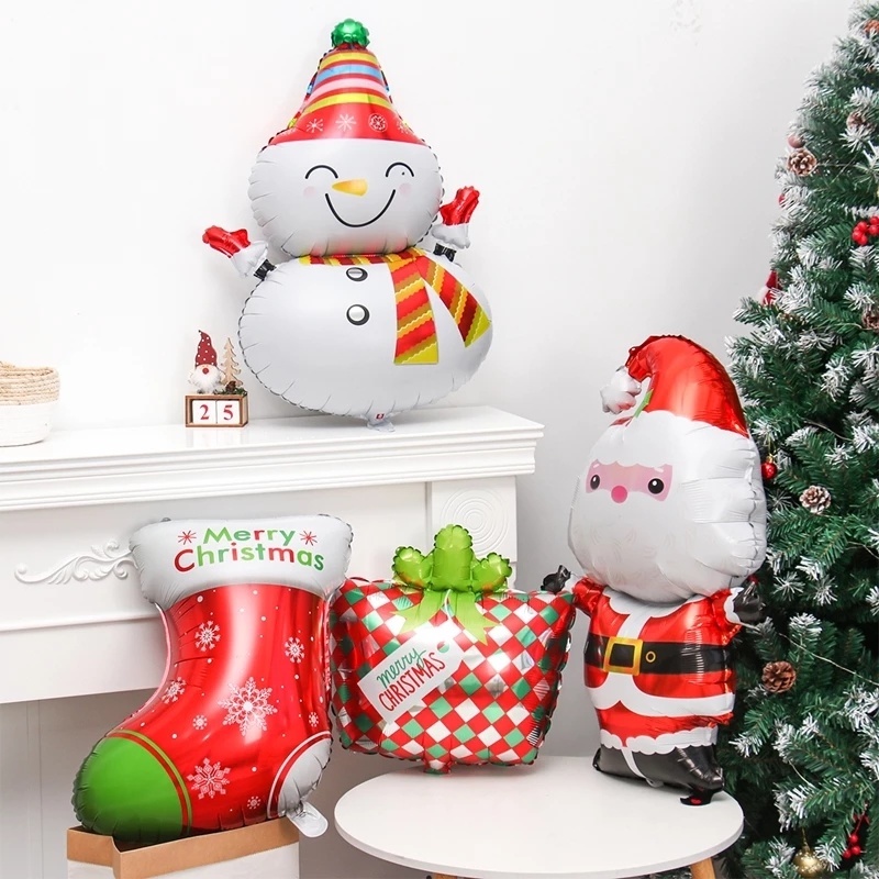 Gói bong bóng trang trí giáng sinh hình ông già Noel/ người tuyết