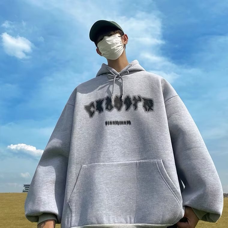 Áo hoodie Dáng Rộng In Chữ Phong Cách Hip Hop Đường Phố Hàn Quốc Chất Lượng Cao Size M-5XL Dành Cho Nam