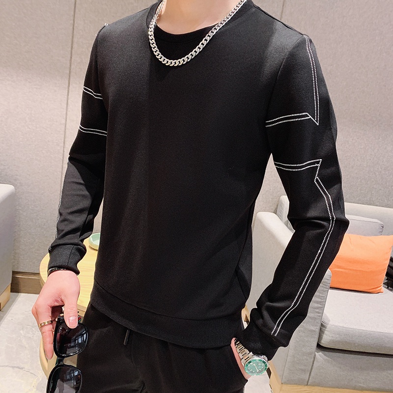 Bộ đồ thể thao Nam Hàn Quốc Áo len mỏng giản dị Cá tính Bộ hai mảnh, Nỉ Ngoại Dày Dặn Ấm Áp