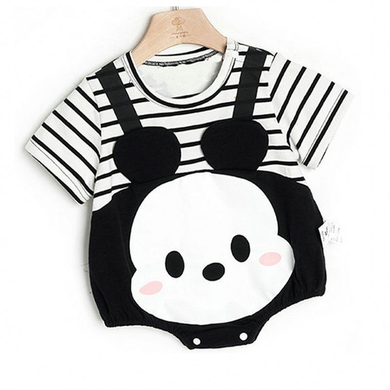 Bộ Áo Liền Quần Tay Ngắn In Hoạt Hình Động Vật Dễ Thương Thời Trang Mùa Hè Cho Bé Sơ Sinh