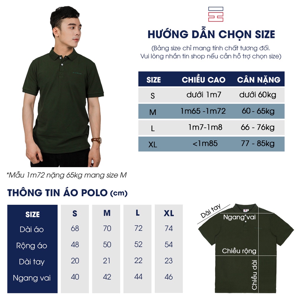 [Mã BMBAU50 giảm 7% tối đa 50K đơn 99K] Áo polo nam vải cá sấu cotton trẻ trung HIDDLE 810203