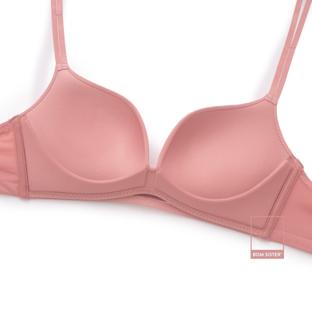 Áo lót mút vừa không gọng thun lạnh màu trơn dây vai đôi nâng ngực tự nhiên BOM SISTER A9441 | BigBuy360 - bigbuy360.vn