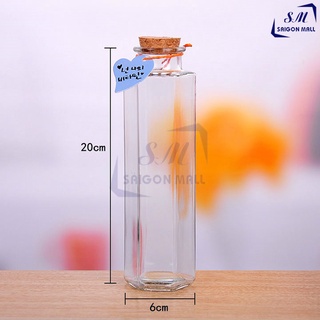 Chai thủy tinh Lục Giác nút bần 350ml
