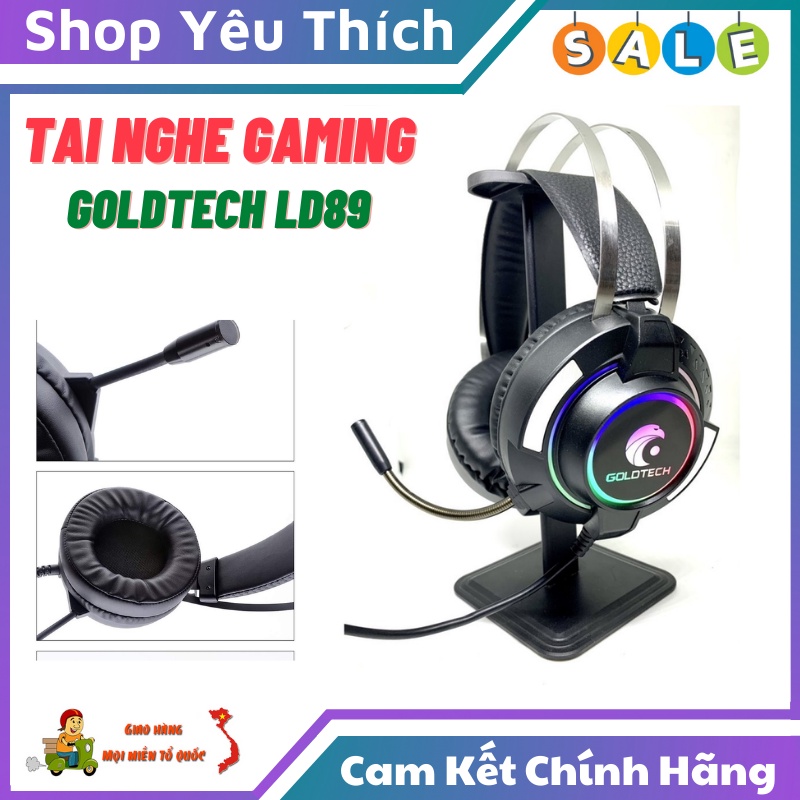 Tai Nghe Gaming Chụp Tai Cao Cấp Goldtech LD89 Dành Cho Game Thủ LED RGB Đổi Màu Âm Thanh Vòm 7.1 Chống Ồn