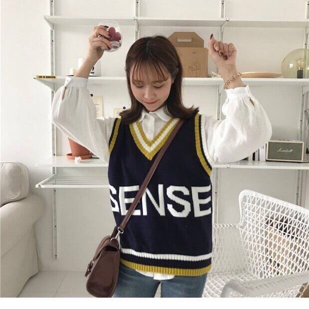 Gile Len Nữ Ulzzang Thời Trang, Áo Gile Len Chữ Sense Kiểu Hàn Dáng Vừa Khoác Len Dày Tabao | BigBuy360 - bigbuy360.vn