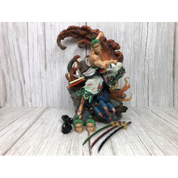 Mô hình One Piece - Mô hình Roronoa Zoro haki Enma vs Kaido size lớn 38cm có led Z025