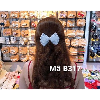 B317 - Cặp tóc nơ ren nhiều tầng tinh khôi