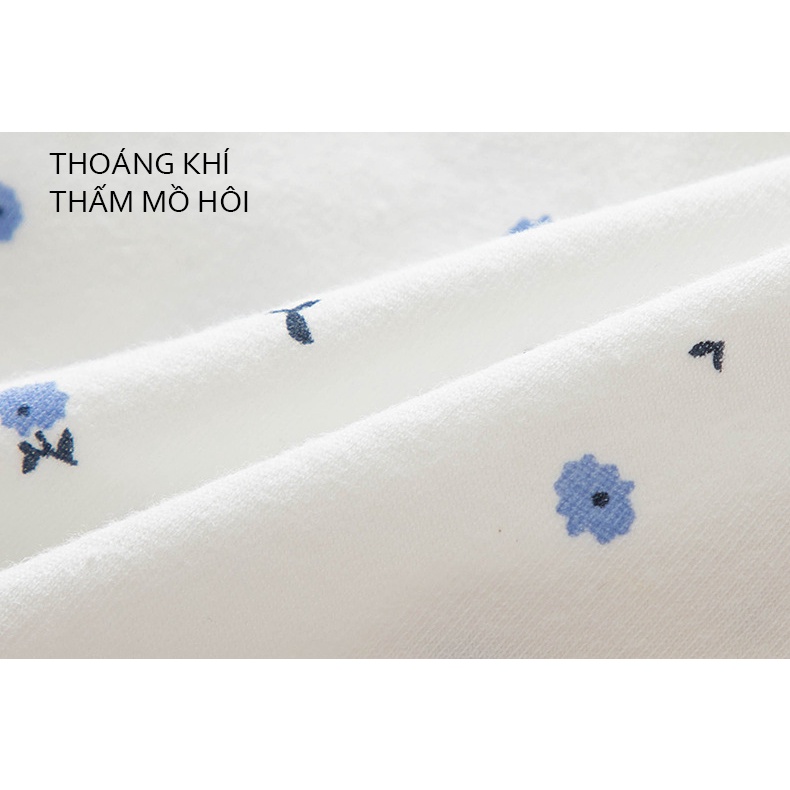 Quần lót nữ cotton màu xanh trắng họa tiết hoa nhí cute 308