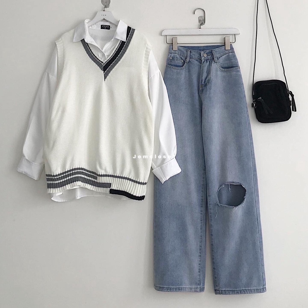 Áo Ghile Len Ulzzang Nữ JEMCLOSET Zami Cổ Tim From Rộng Oversize Phong Cách Hàn Quốc Trẻ Trung Năng Động Dễ Mix Đồ 10239 | BigBuy360 - bigbuy360.vn
