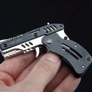 Súng Bắn Nịt Dây Thun Đồ Chơi Vikitoys Móc Khóa Mini Giá Rẻ Bằng Kim Loại Cao Su Mềm An Toàn Có thể Gấp Gọn