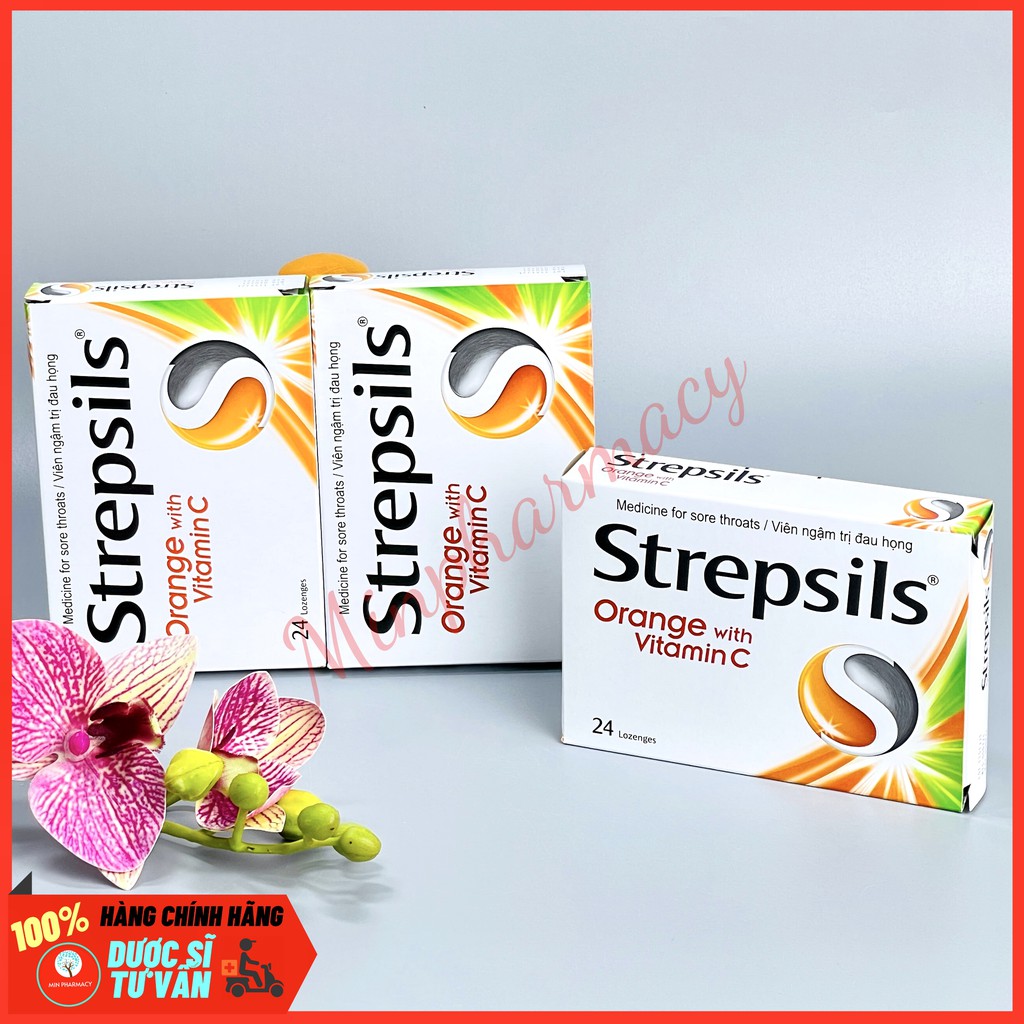 Kẹo ngậm Strepsils Orange with vitamin C (2 vỉ x 12 viên) - Minpharmacy