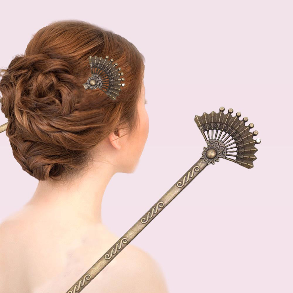 Trâm Cài Tóc Kim Loại Hình Quạt Thời Trang Cho Nữ