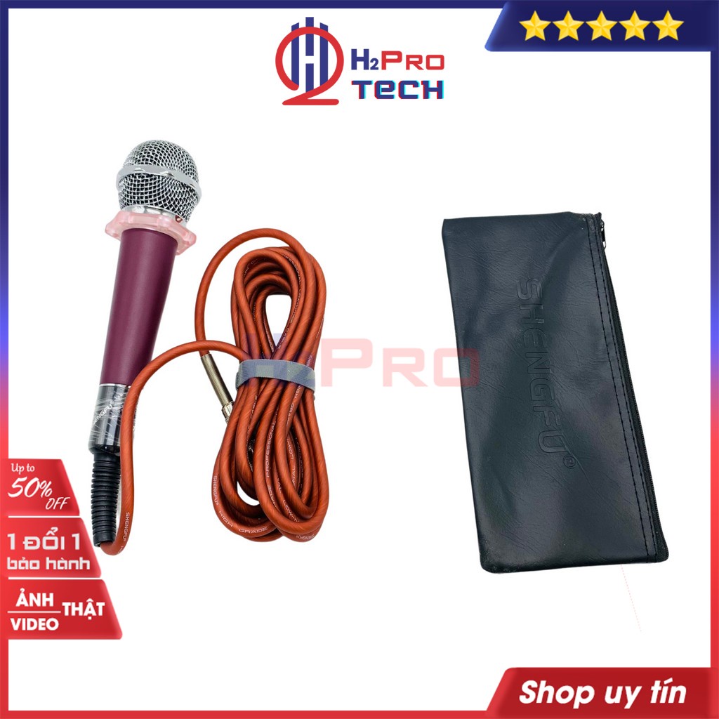 Micro Karaoke Có Dây Shengfu SF-3300, Mic Dây Karaoke Chính Hãng, Hát Nhẹ, Giảm Hú, Tiếng Sáng, Dây Dài 5M (Tặng Túi Da)