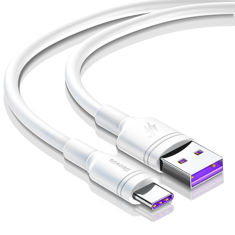 Cáp sạc Baseus Double Ring Usb to Type-C, hỗ trợ sạc nhanh 5A và truyền dữ liệu tốc độ cao 480Mbps dài 50/100/200cm