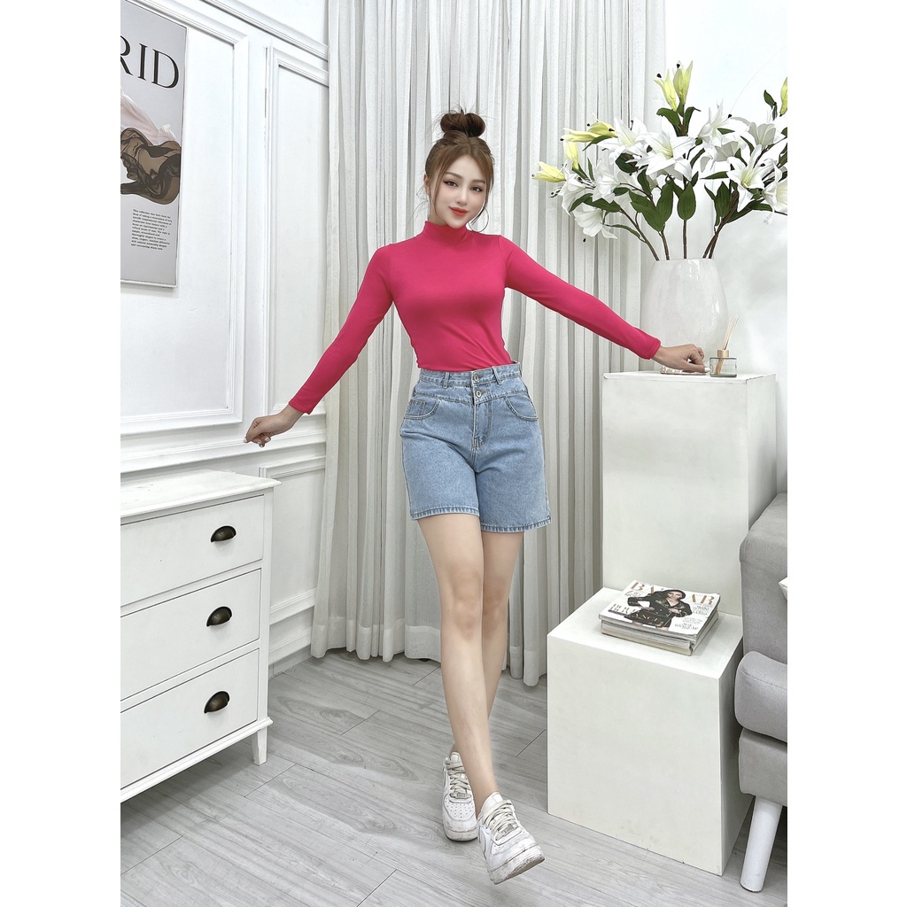 Áo thun nữ cổ lọ ôm body, Áo thun nữ có cổ tay dài dáng ôm 40-56kg SUNA FASHION