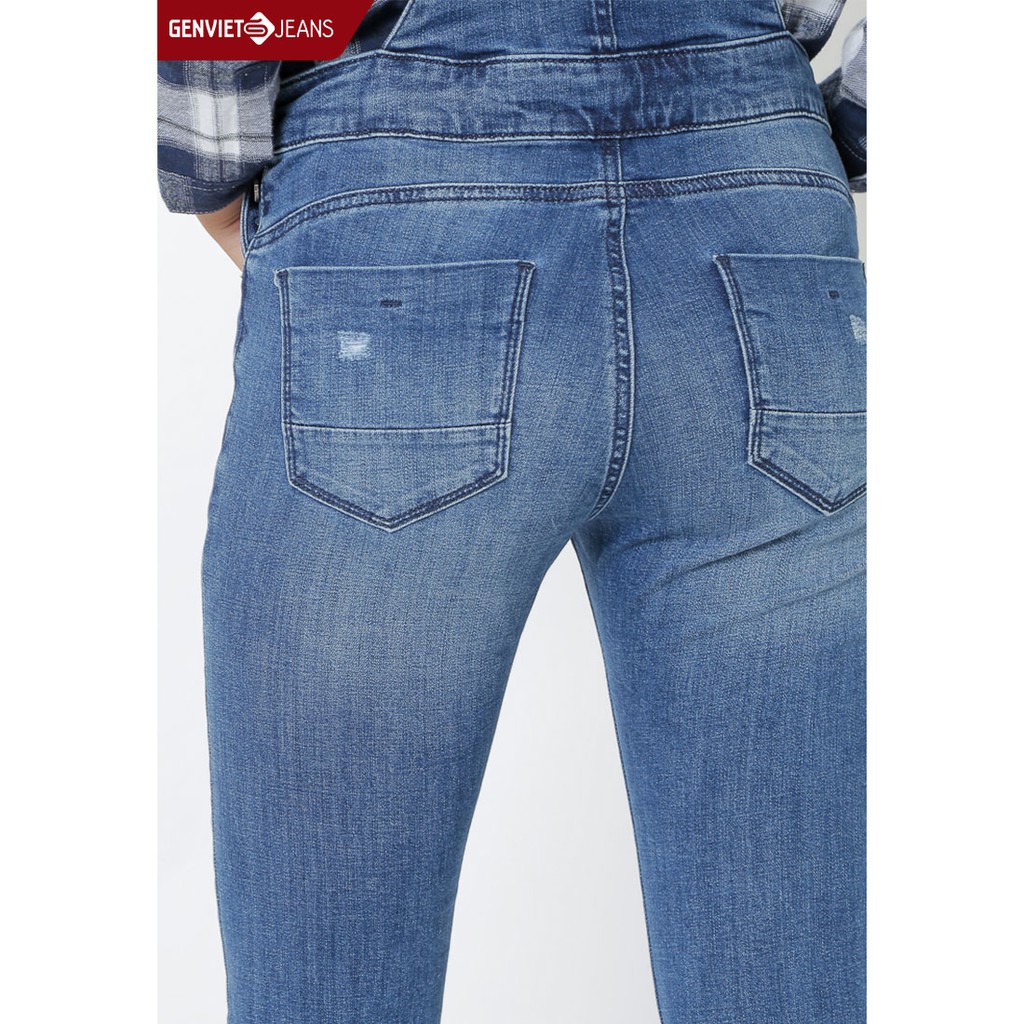 [Mã FAMALLT5 giảm 15% đơn 150k] Quần yếm dài jeans Nữ TY103J124 GENVIET