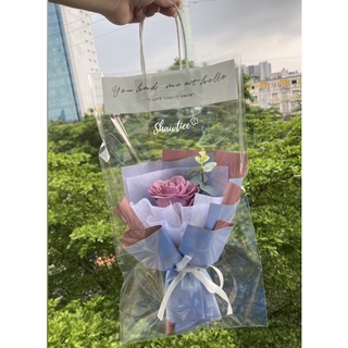 Bó 1 bông sáp/nhũ kèm túi +thiệp, quà tặng valetine, sinh nhật, 20/10, 8/3