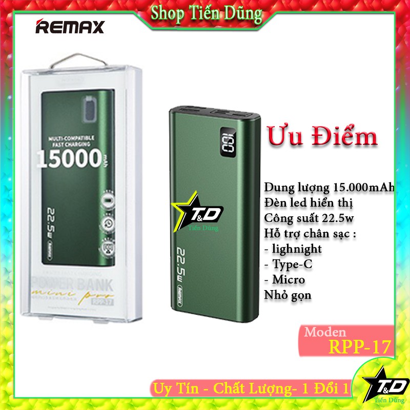 Pin dự phòng Remax RPP-17 15.000mAh