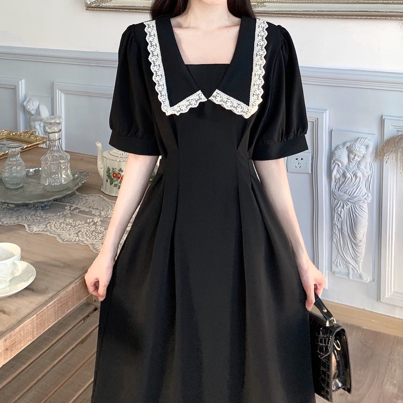 Đầm IELGY dáng dài chiết eo mỏng phong cách Pháp dễ thương cho nữ